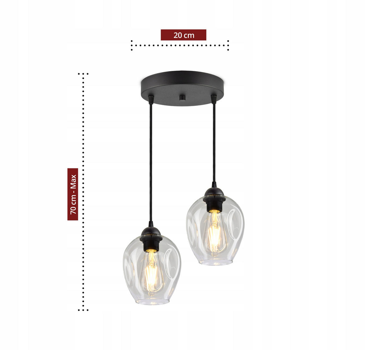PENDELLEUCHTE Hegel - Transparent/Schwarz, Glas/Metall (30/30/80cm) - kiki design