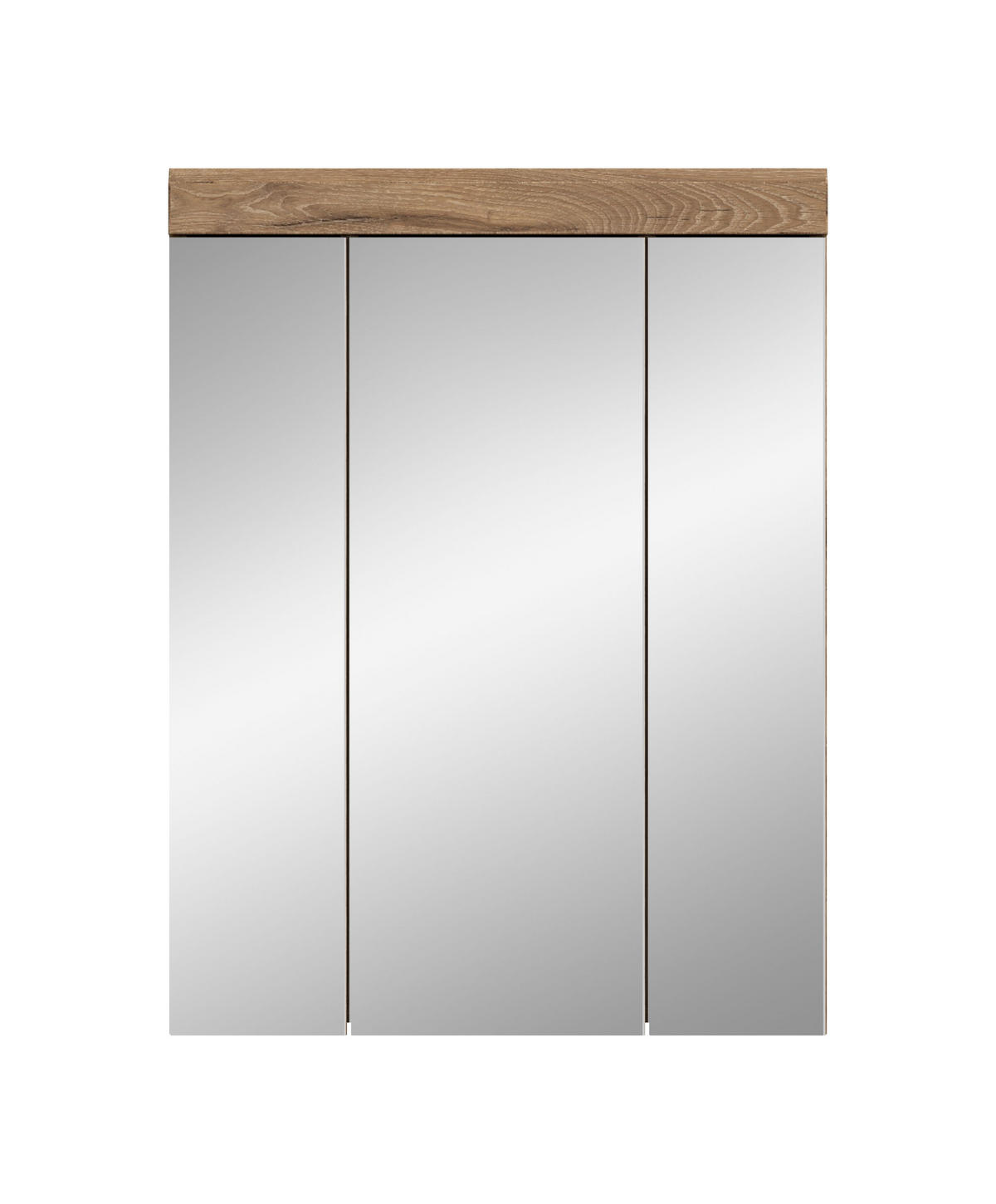 SPIEGELSCHRANK Wave Bad in Nox Oak Nachbildung - modernes Design - B/H/T: 60x79x18 cm - Eichefarben, Glas (60/79/18cm)