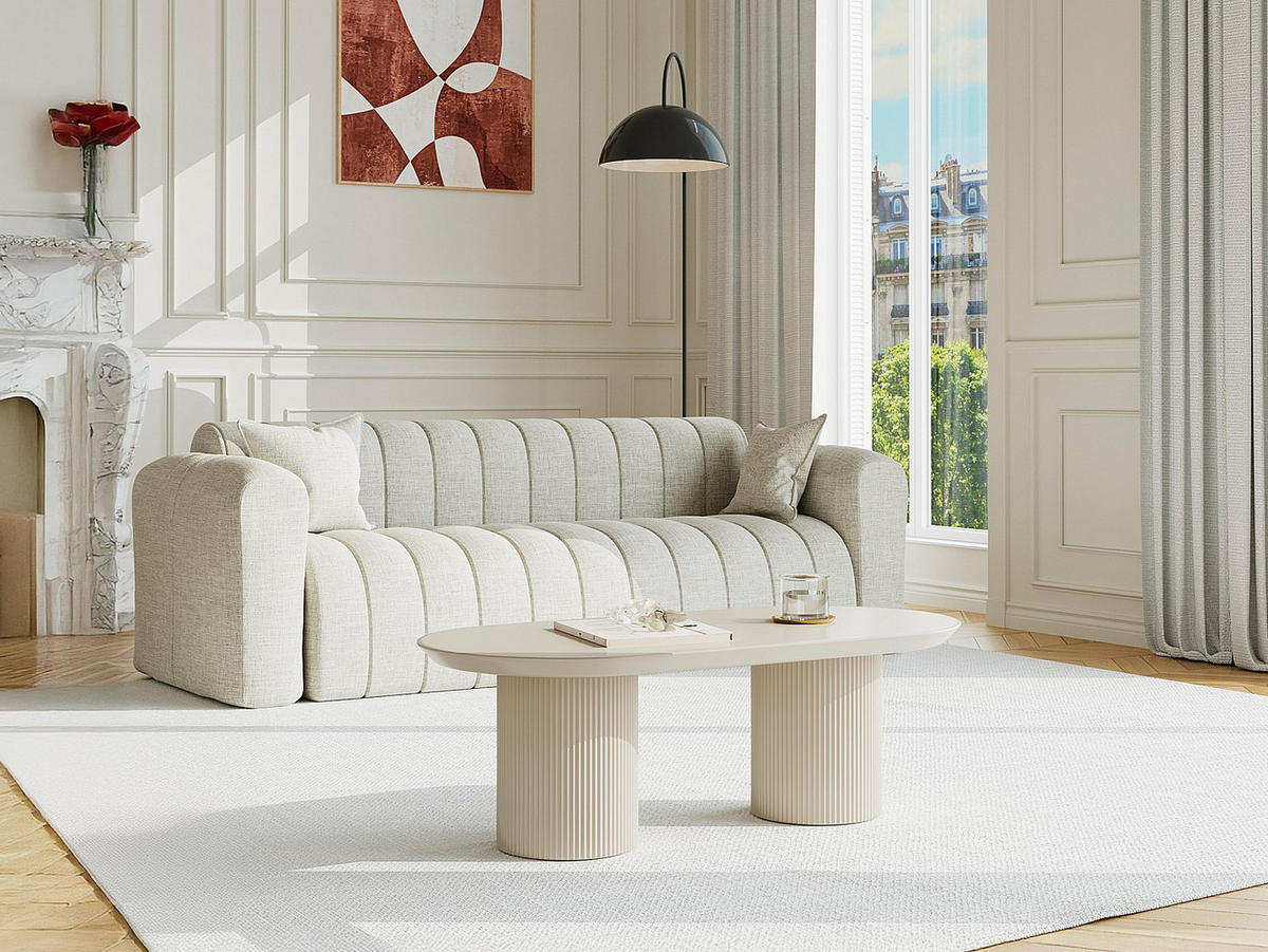 COUCHTISCH - 120 cmcm x 60 cmcm - Holz, Platte - Beige - LORIMILA - Beige, Holz (60/120/40cm) - Vente-Unique