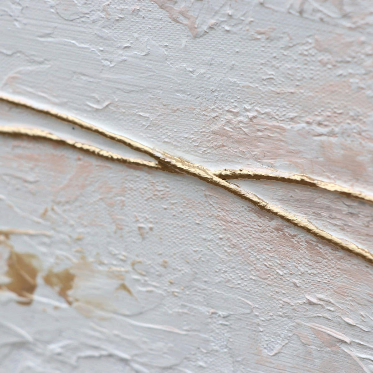 GEMÄLDE Goldene Schleife Schattenfugenrahmen Weiß 140x70 cm - Weiß, Holz (140/70cm) - YS-art gallery