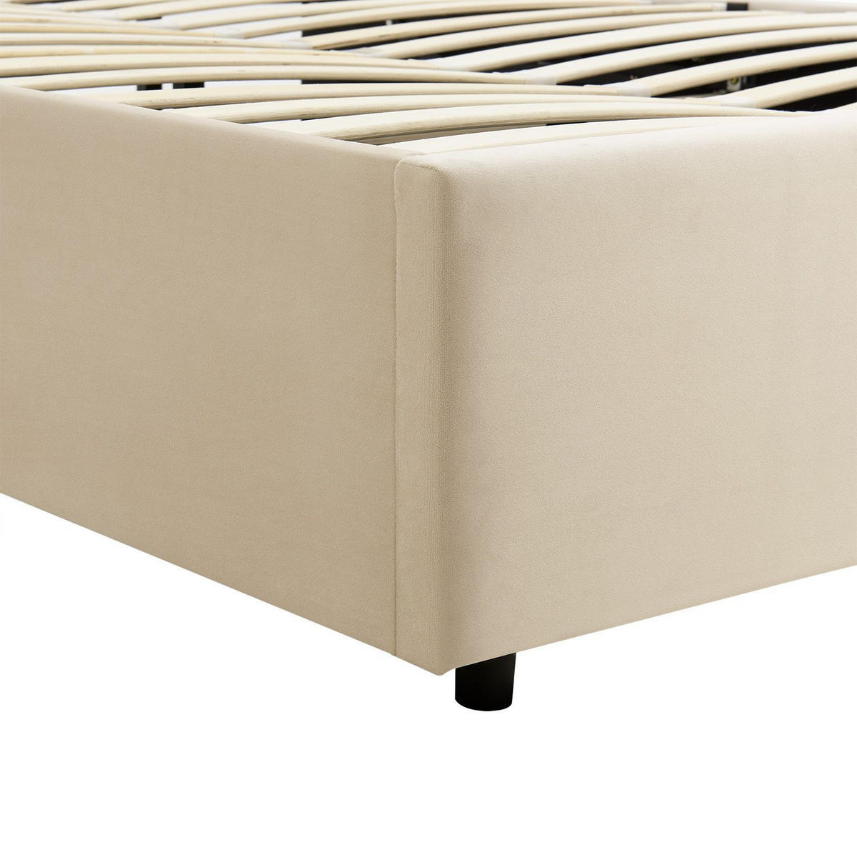 POLSTERBETT Savona mit Matratze 140 x 200 cm beige - Beige, Holzwerkstoff (140/200cm) - Juskys