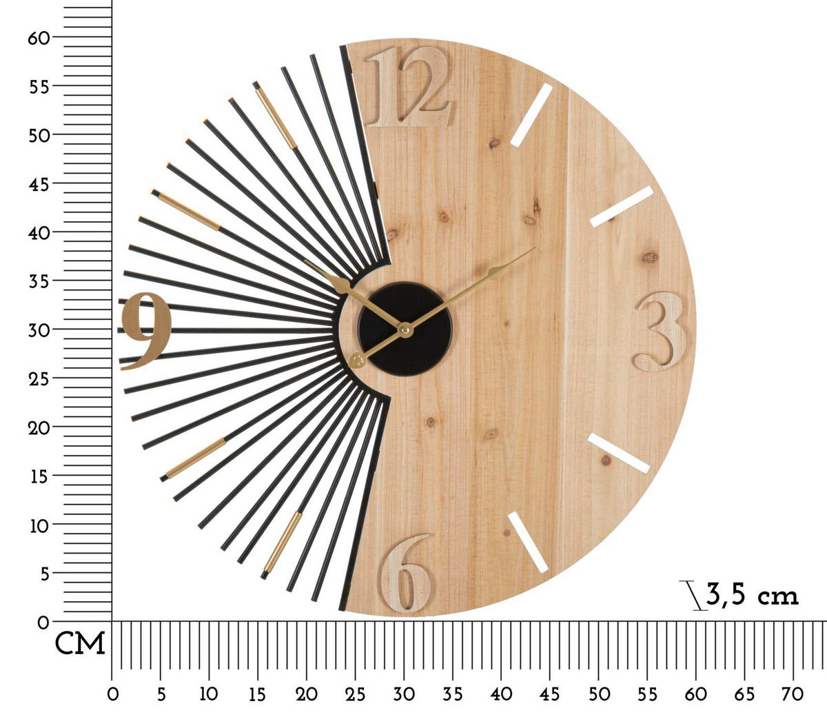 WANDUHR Wordy, mehrfarbig, Eisen und MDF, 60 x 3,5 x 60 cm - Multicolor, Holzwerkstoff/Metall (60/60/3.5cm) - Mauro Ferretti