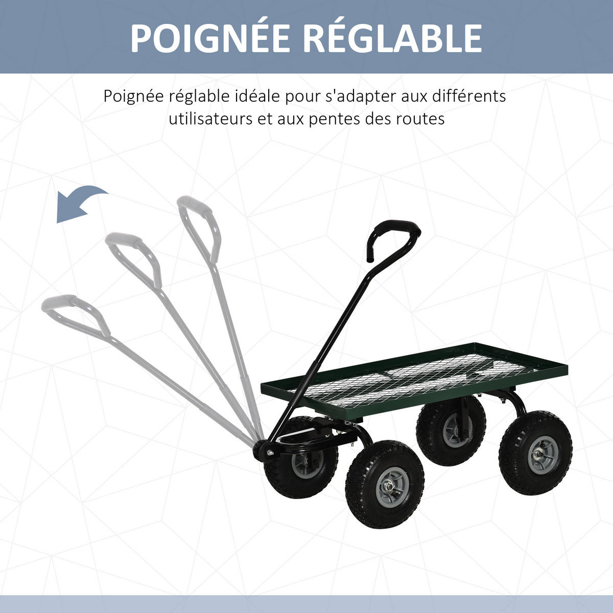 TRANSPORTWAGEN DE-17575 150 kg, 4 Luftreifen Grün - Grün, Metall (48.5/100/94cm) - ComfortXL