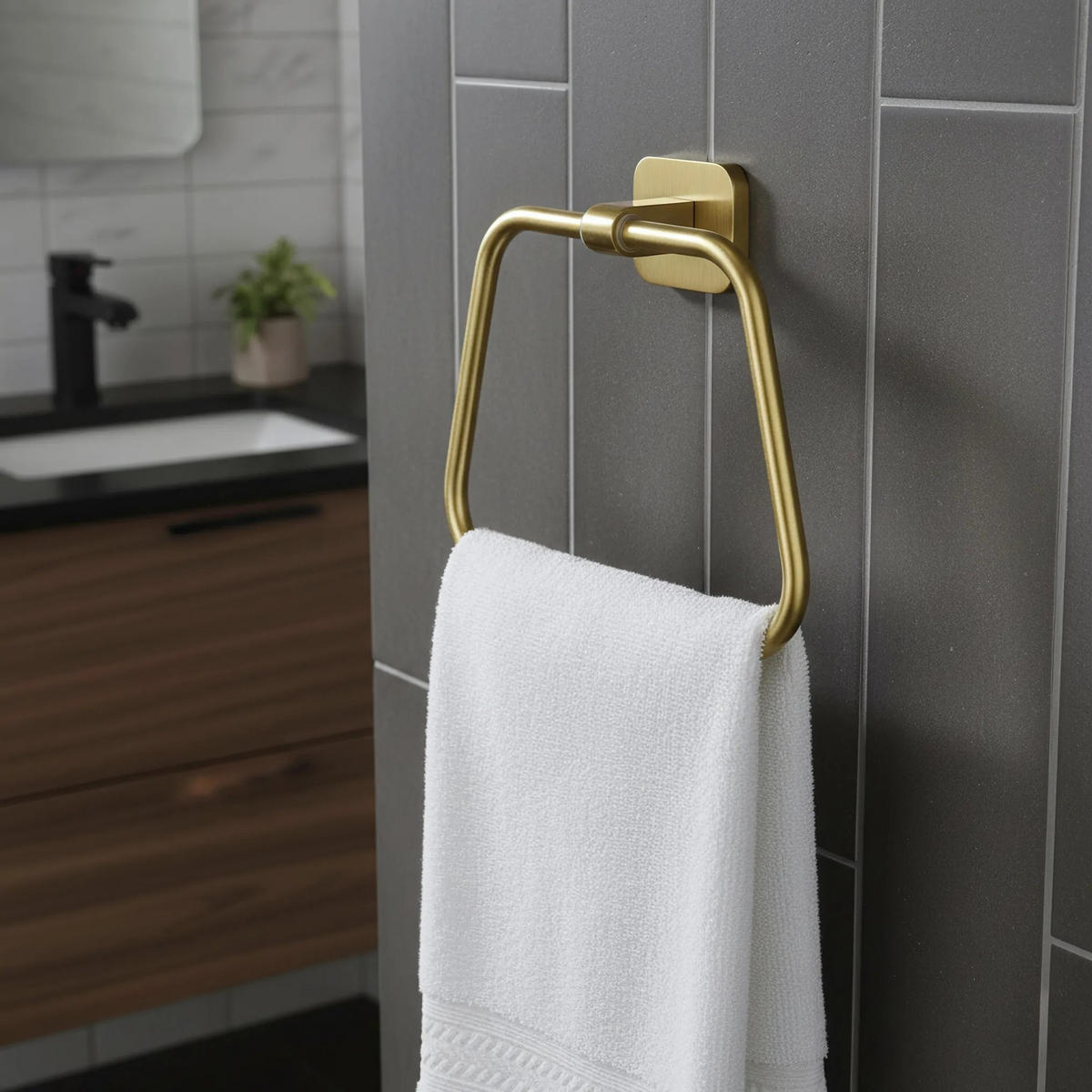 HANDTUCHHALTER Rea 5910 Nico Brush Gold - Goldfarben, Metall (5/17/21.5cm) - REA