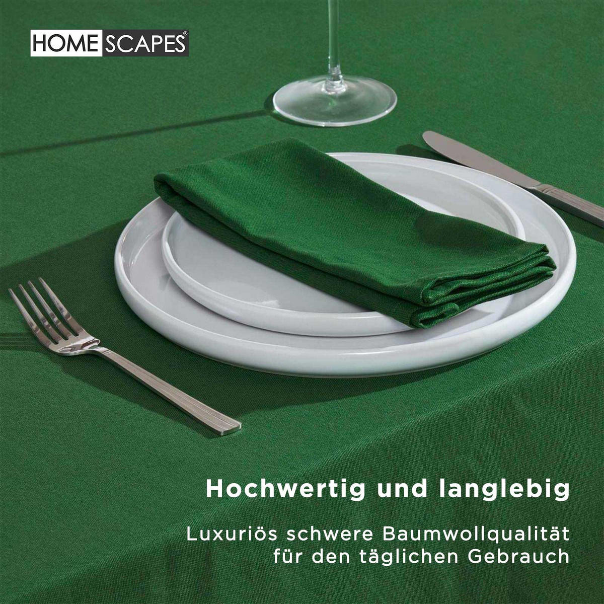 TISCHDECKE dunkelgrün rund 178 cm, 100% Baumwolle - Dunkelgrün, Textil (178/178cm) - Homescapes