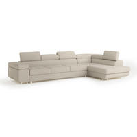 ECKSOFA VICENTE Beige Boucle-Stoff mit Schlaffunktion - Beige, Holz (346/202cm) - MASSENO