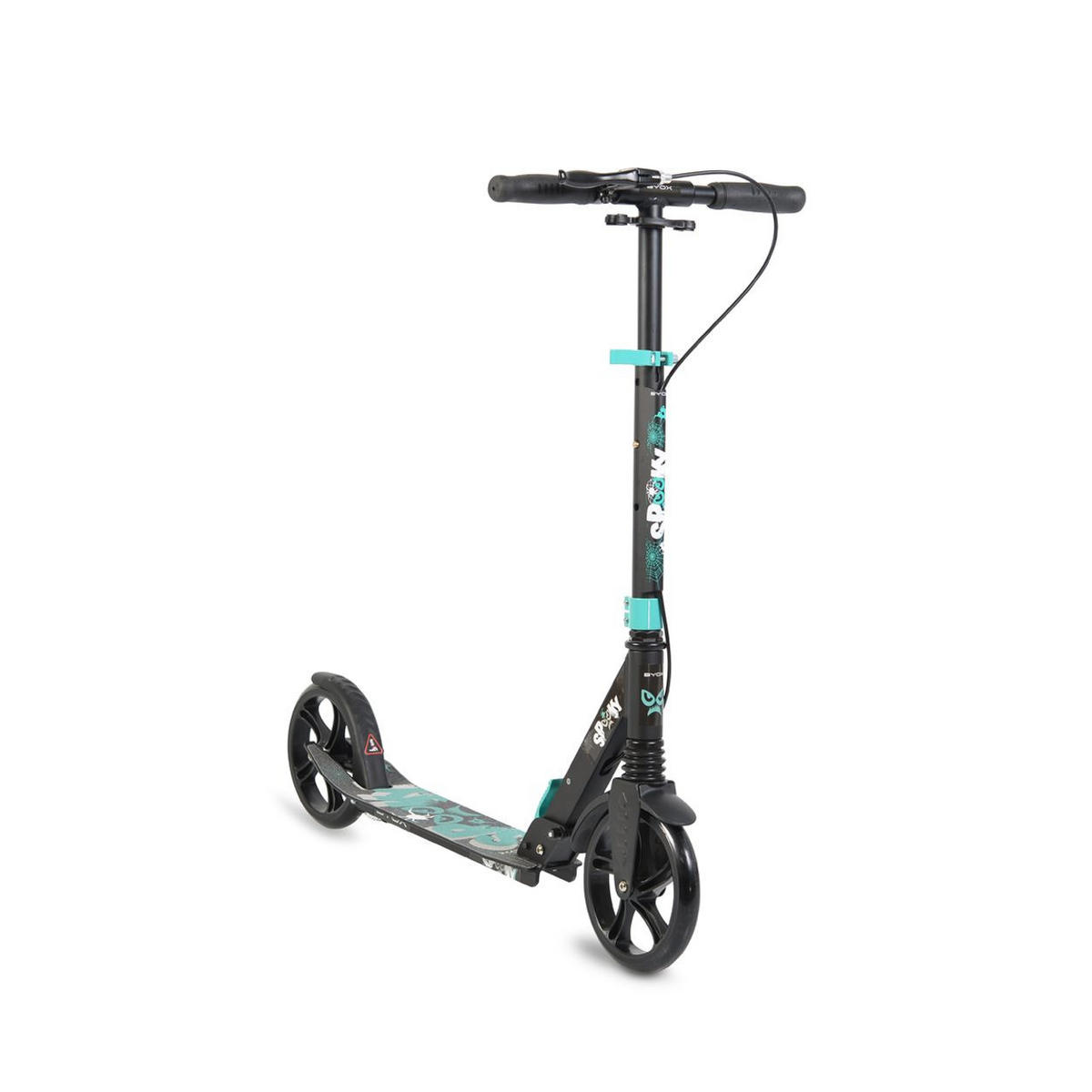 KINDERROLLER Spooky klappbar türkis bis 100 kg, Bremse, Stoßdämpfer vorne, ABEC-7 - Schwarz, Metall (85/40/95cm)