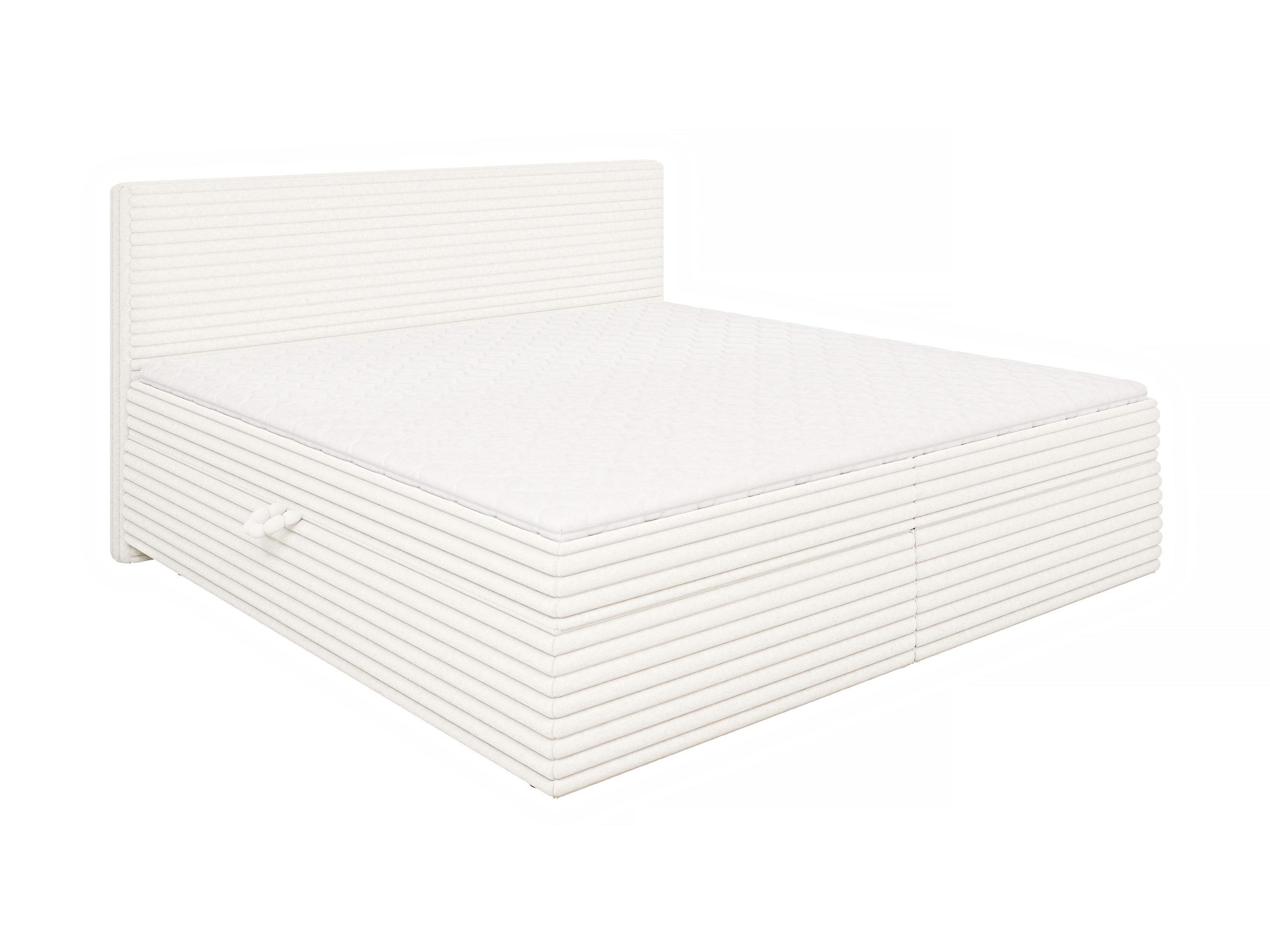 BOXBETT Roma 200/200 cm Hellbeige Plüschcord - Beige/Schwarz, Holz/Kunststoff (200/200cm) - S-Style Möbel