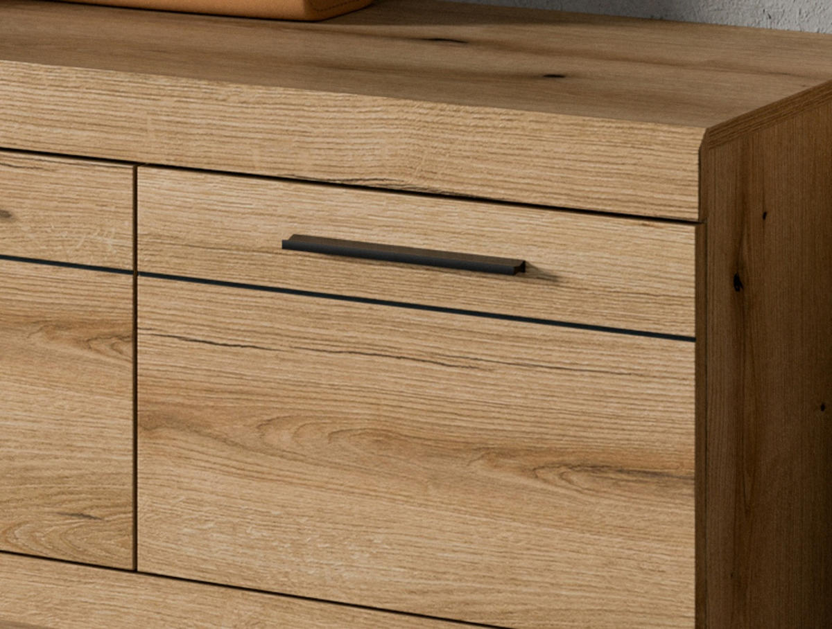 GARDEROBENBANK Evoke Eiche 90 cm, Schuhbank mit Stauraum - Eichefarben/Schwarz, Holzwerkstoff/Kunststoff (90/44/40cm) - Inn.Furn