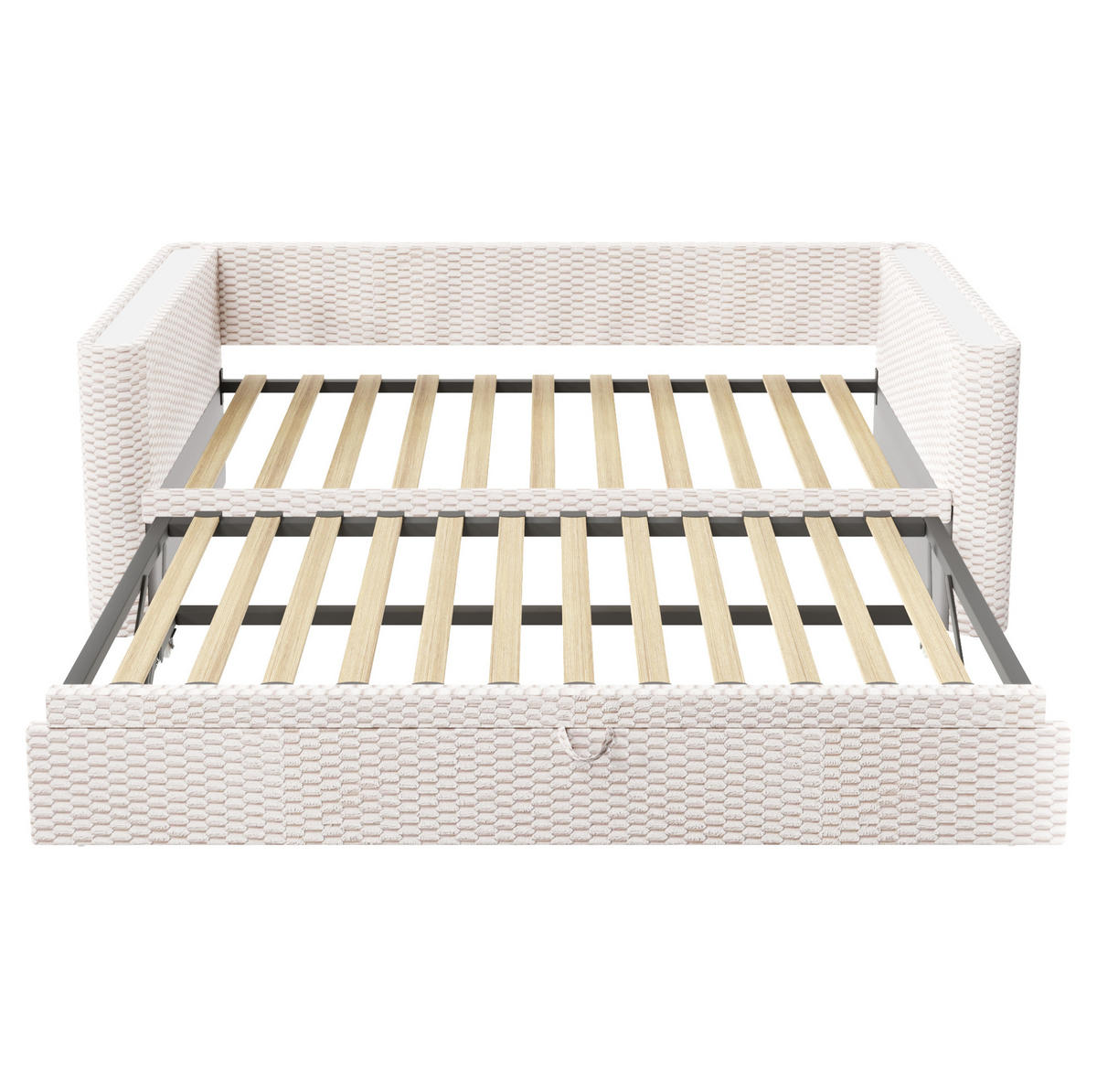 POLSTERBETT 90/200 cm mit Ausziehfunktion, LED-Beleuchtung und Samtbezug, Beige - Beige, Textil (90/200cm) - Redom