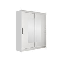 SCHWEBETÜRENSCHRANK Westa III - Silberfarben/Weiß, Holzwerkstoff/Metall (150/200/58cm) - MIRJAN24