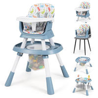 BABYHOCHSTUHL mit abnehmbarem Tablett rosa - Blau, Kunststoff (60/93/60cm) - COSTWAY