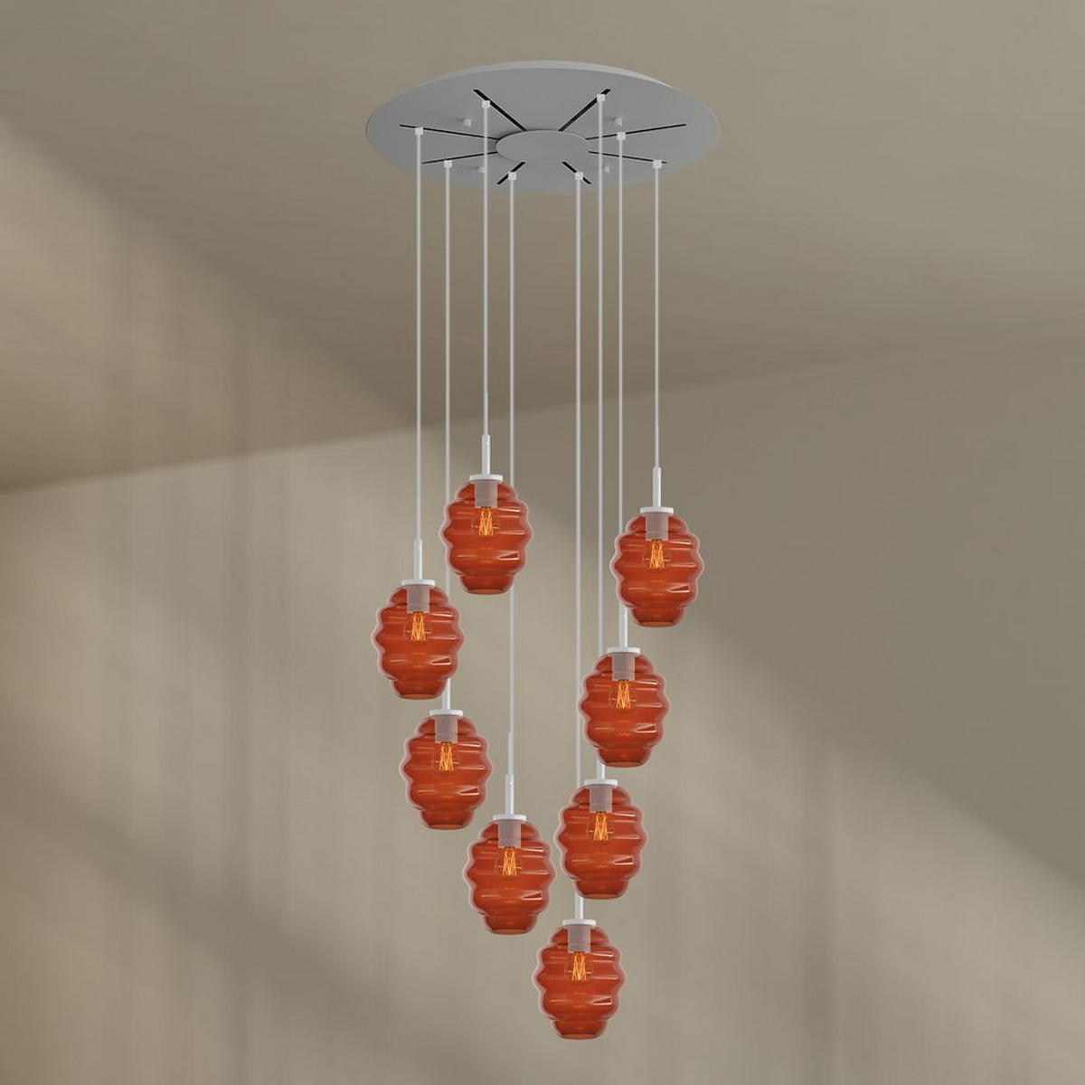 GALERIELEUCHTE Echos 8-flammig Rauch Ø 18cm - Anthrazit/Schwarz, Glas (18/18/20cm) - s.luce