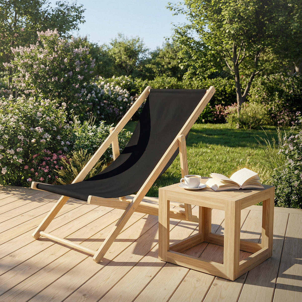 LIEGESTUHL 4er Set Schwarz - Schwarz, Holz (57.5/83/100cm) - ECD-Germany