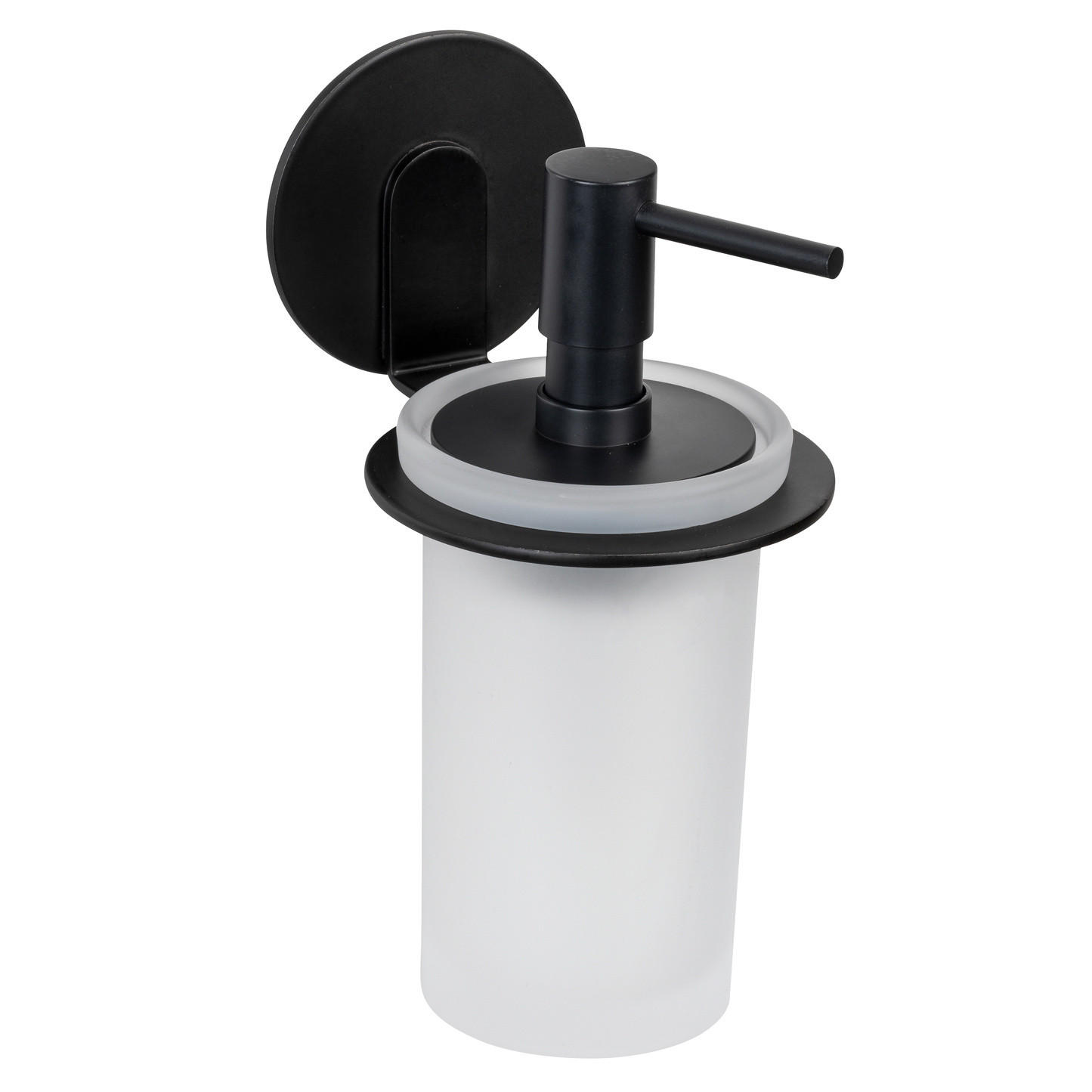 SEIFENSPENDER Montage ohne Bohren Bivio 8/10/16,5 cm - Schwarz, Metall (10/16.5/8cm) - Wenko