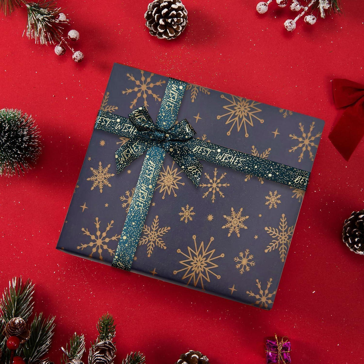 GESCHENKPAPIERROLLE Weihnachten blau 76 cm x 12 m Schneeflocken - Blau, Papier (76/1/1200cm)