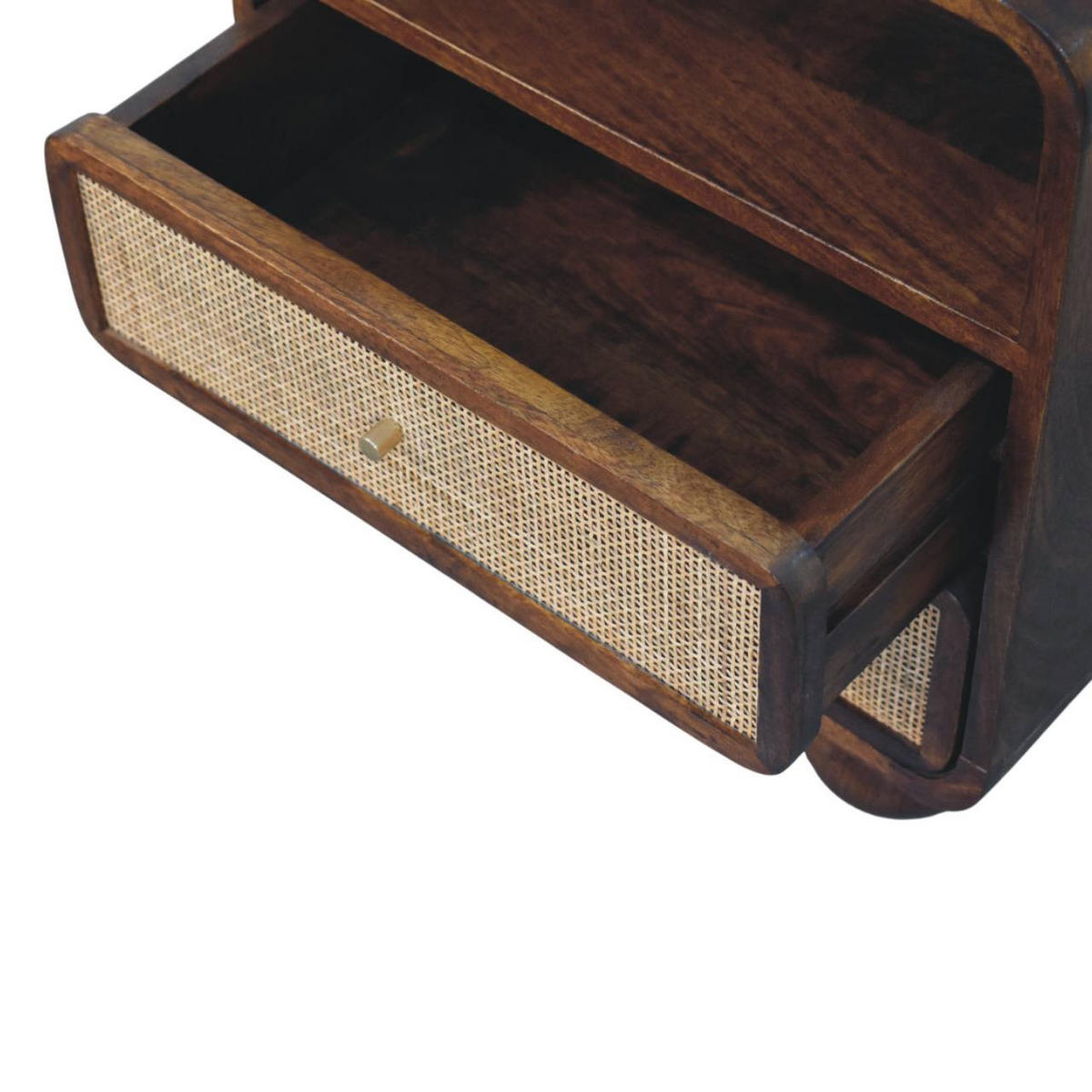 NACHTTISCH mit Kastanien-Finish, 2 Schubladen, 1 offene Ablage, dunkelbraun - Dunkelbraun, Holz (45/55/35cm) - Artisan Furniture