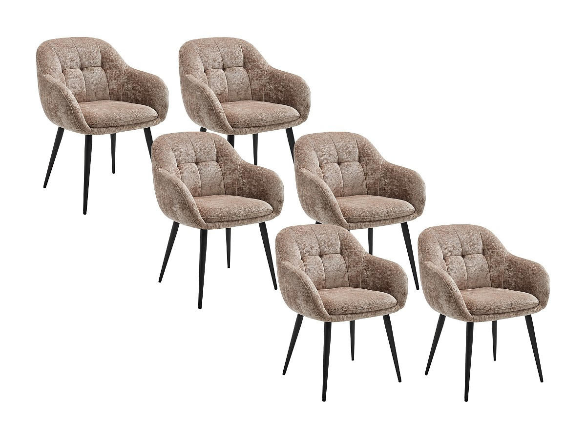 2‑ER Set Stühle mit Armlehnen - Textilstoff & Metall - Taupe - LASSANDRA - Braun, Textil (59/81/59cm) - Vente-Unique