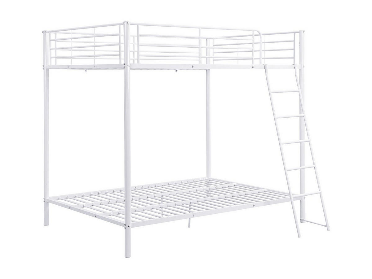ETAGENBETT - 2 x 140 x 190 cm - Metall - Weiß - GEMINI II - Weiß Hochglanz, Metall (140/199cm) - Vente-Unique