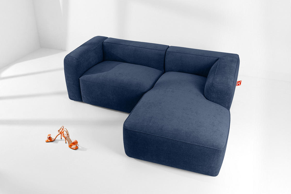 ECKSOFA RECHTS FUBBO, Dunkelblau - Dunkelblau, Holz/Holzwerkstoff (225/176cm) - KONSIMO®