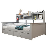 BETT-SOFA mit 2 Schubladen und Ablagefächern 90x200 cm Grau/Weiß - Grau, Holzwerkstoff (90/200cm) - Beauniv