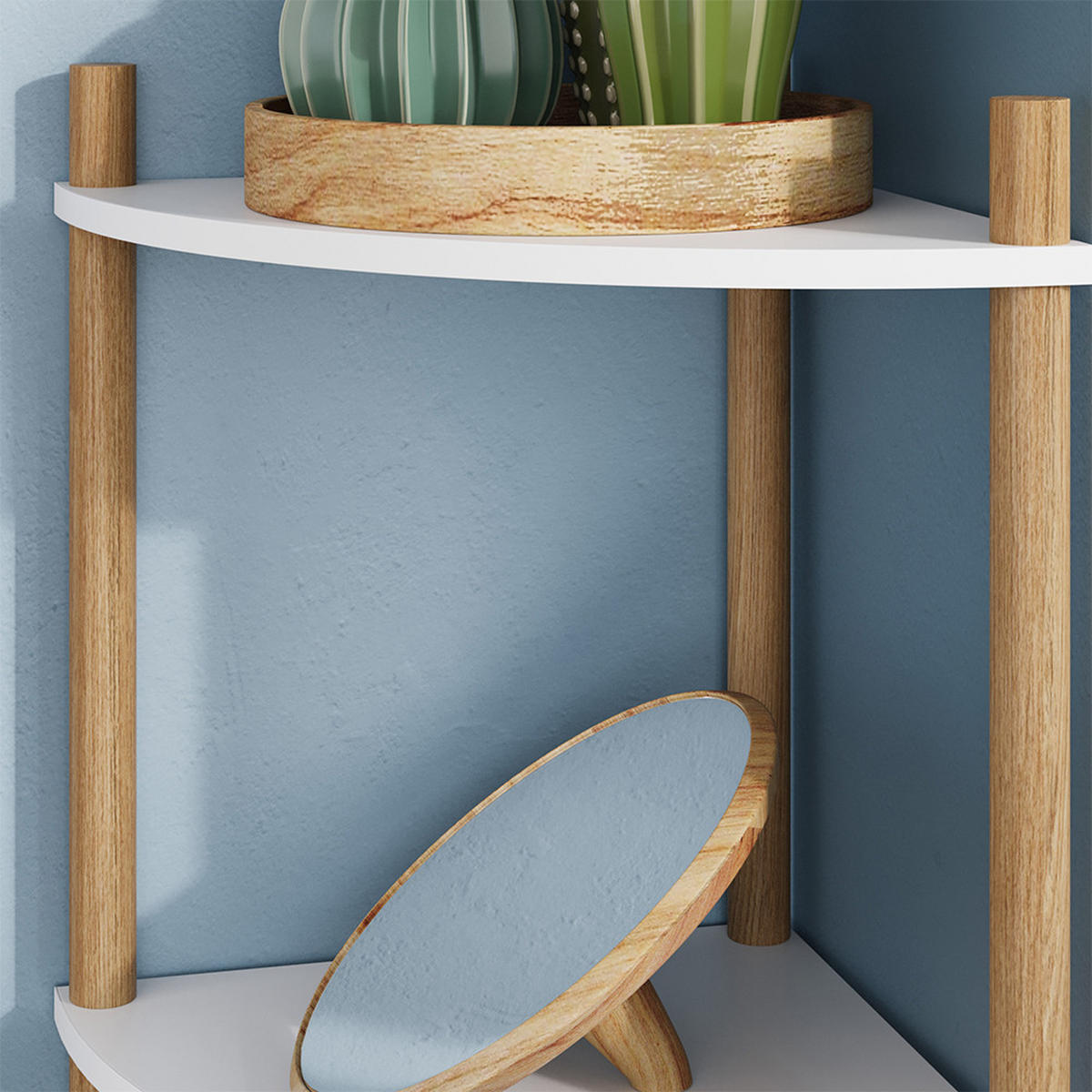 ROHOVÁ POLICE Bivio Bílá/borovice - bílá, kompozitní dřevo (29/102.5/29cm) - Vicco