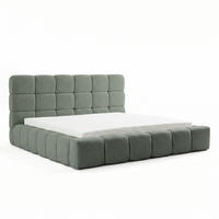 POLSTERBETT AMITY MAXI 160x200 cm in Mintgrün, gepolstertes Kopfteil, Lattenrost, Bettkasten, Bouclé-Stoff - Naturfarben/Mintgrün, Holz/Textil (160/200cm) - Muffo
