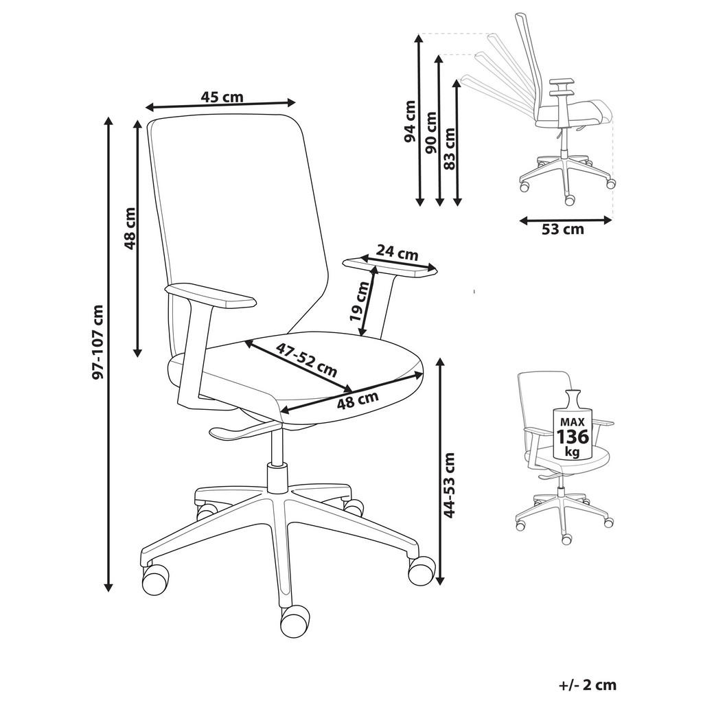 Thumbnail - Beliani Bürostuhl, Schwarz, Beige, Textil, 53x97x53 cm, Arbeitszimmer, Bürostühle, Drehstühle