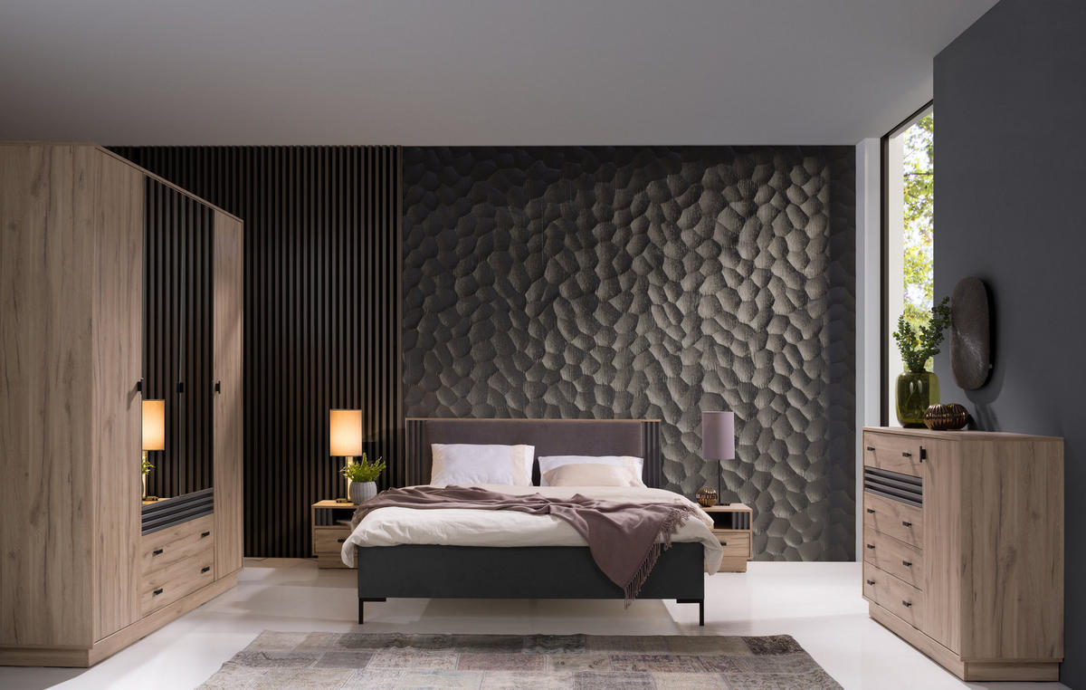 KOMMODE PUNTO 135/95/40cm mit 4 Schubladen 1 Türen Eichefarben - Eichefarben, Holzwerkstoff (135/95/40cm) - MASSENO