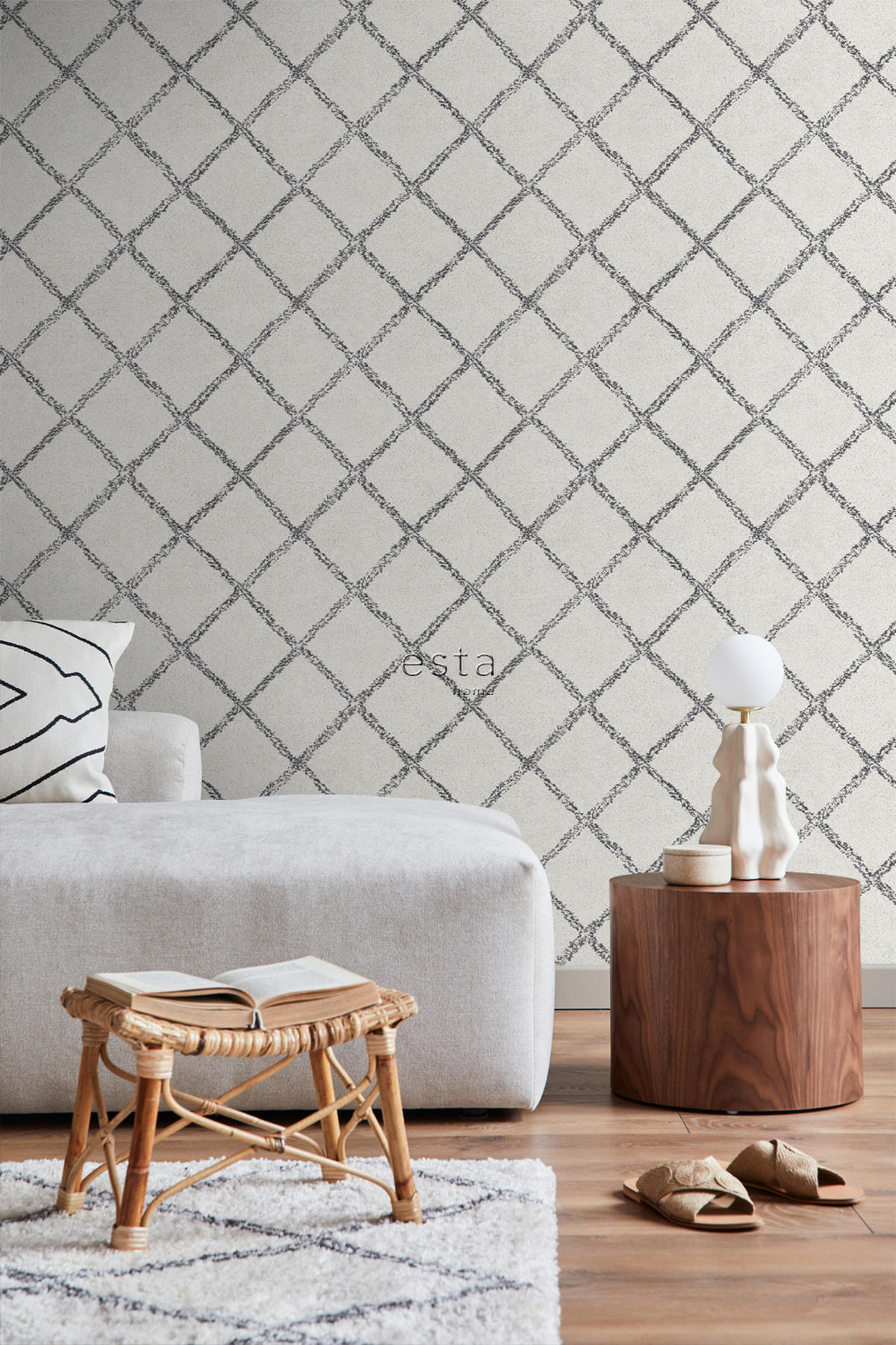 TAPETE orientalisches Berberteppich-Motiv 53 cm x 10.05 m - Weiß, Papier (53/1000cm) - ESTAhome