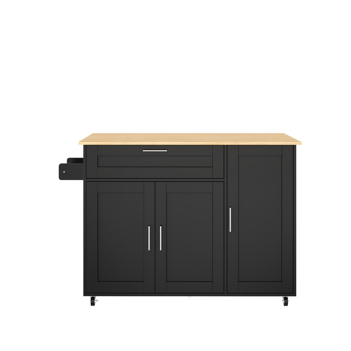 KÜCHENWAGEN mit klappbarer Arbeitsplatte 132,5 x 44(70) x 90 cm Schwarz/Natur - Schwarz, Holz (44/90/132.5cm) - Beauniv