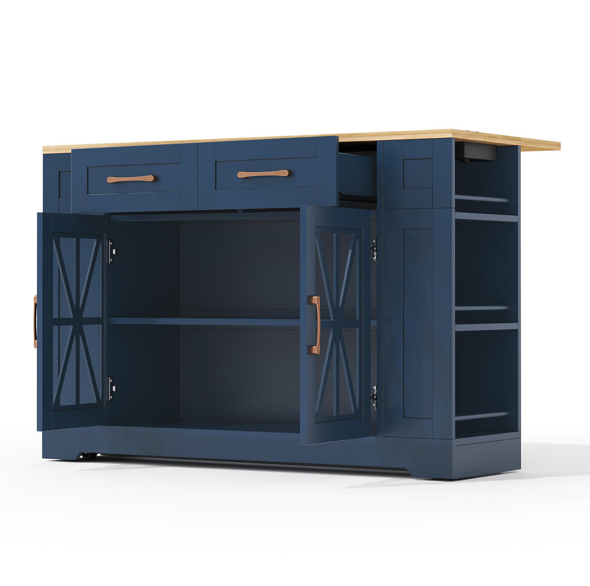 KÜCHENINSEL mit Klapptisch 120 cm Blau MDF - Blau, Holz (65/92/120cm) - Beauniv