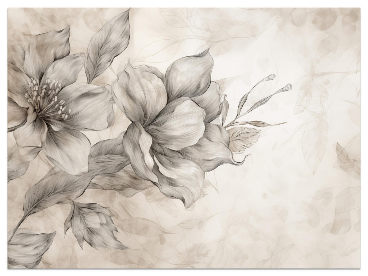 FOTOTAPETE für Wohnzimmer Abstrakt Blume Pflanzen 400x280 - Beige/Braun, Papier (400/280cm) - Muralo