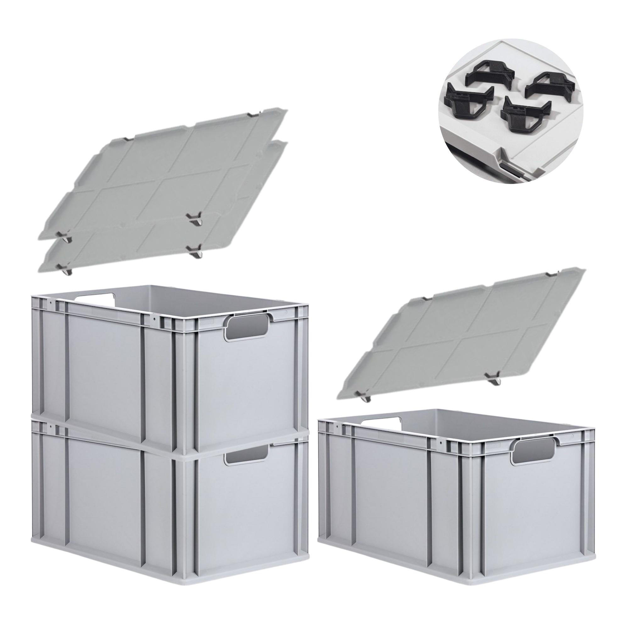 EUROBOX 3x Nextgen Economy Mit Auflagedeckel Grau/Schwarz Griffe Offen 65 Liter - Schwarz, Kunststoff (40/32/60cm) - PROREGAL