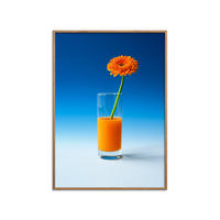 POSTER mit Rahmen Supermercat - Suck it up - Blau/Eichefarben, Holz/Papier (70/100cm) - Poster&Frame
