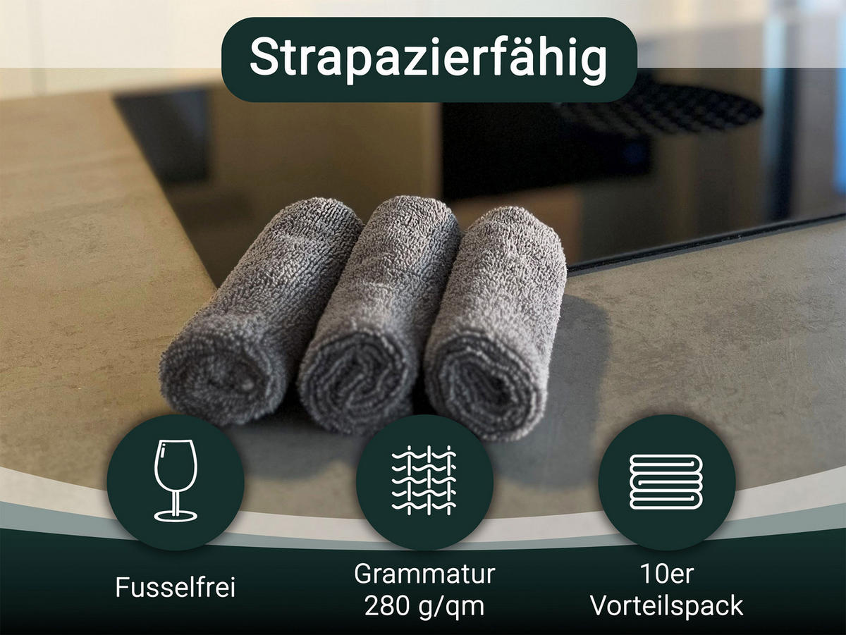 REINIGUNGSTÜCHER, 10er-Set, 30x30 cm, 80% Polyester, 20% Polyamid, Grau - Grau, Textil (30/30cm) - Zollner