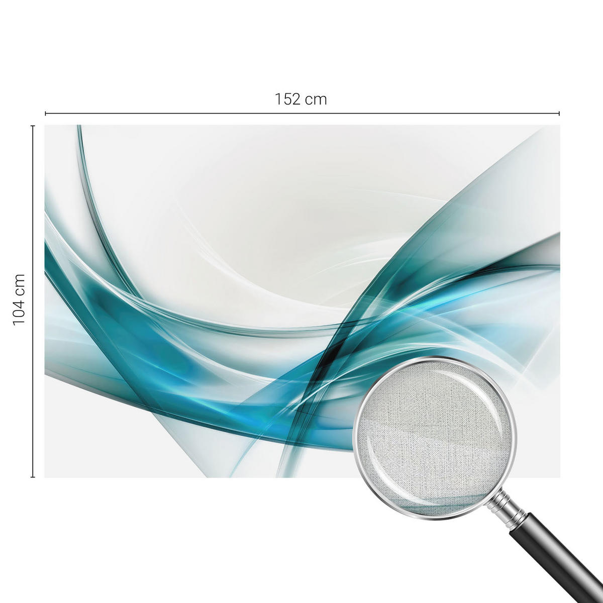 FOTOTAPETE 152x104 cm - Blaue Wellen - Weiß, Textil (152/104cm) - Wallfluent