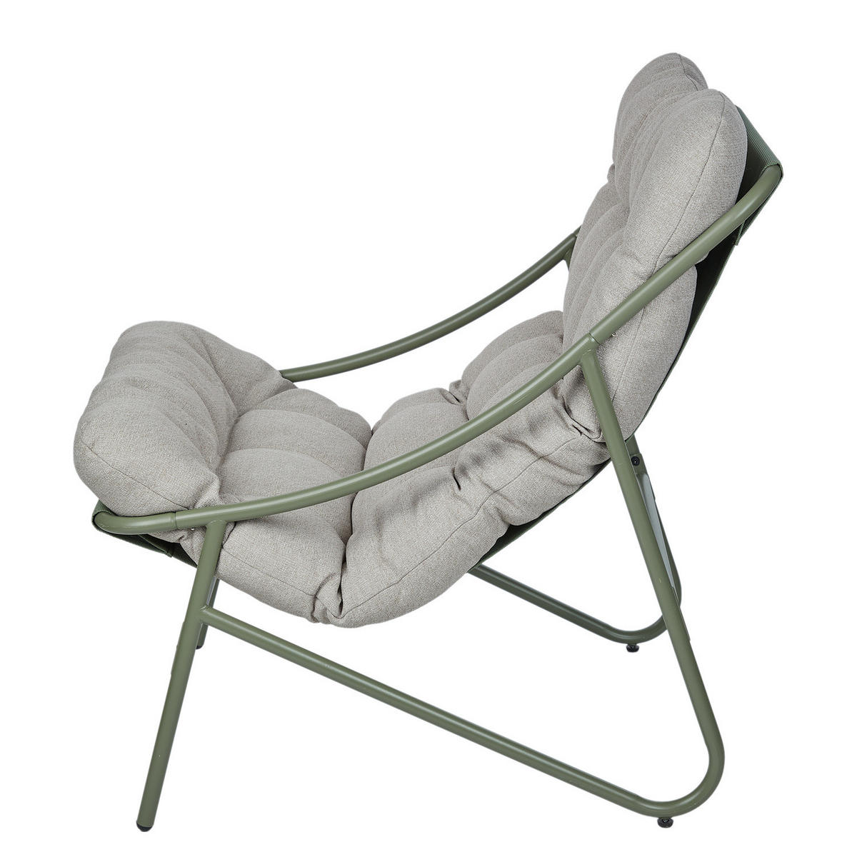 SESSEL Cozy Town mit Kissen - Stahl/PVC/Polyester - Grün - Olivgrün, Kunststoff/Metall (66/85/90cm) - Butlers