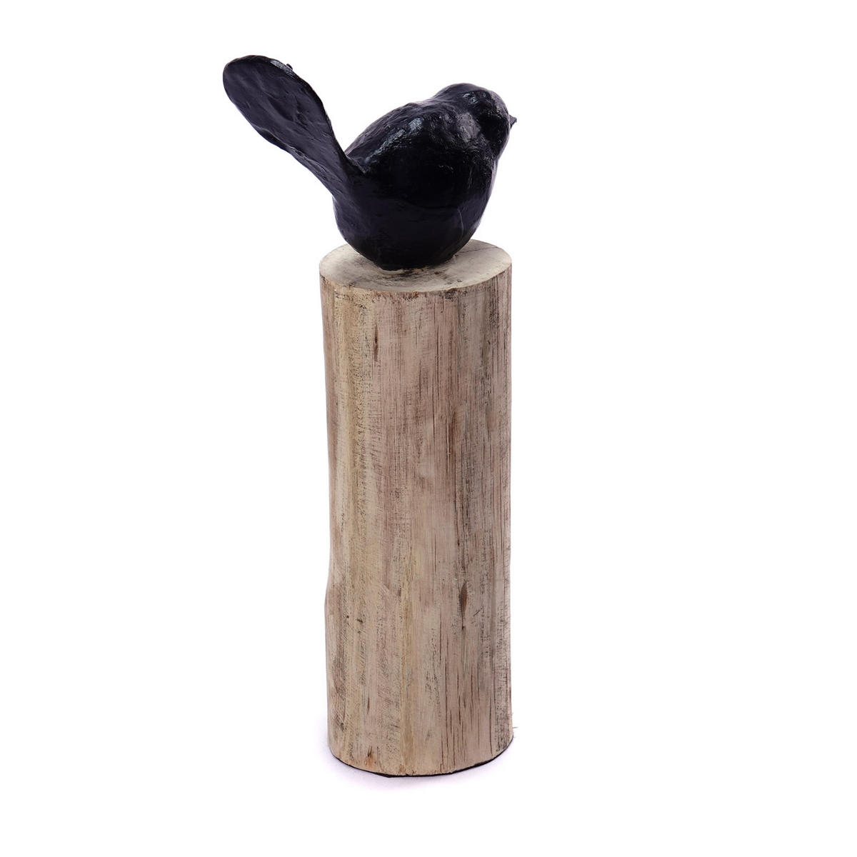 SKULPTUR VOGEL Birdy II Mangoholz-Sockel schwarz-natur - Naturfarben, Holz (10/27/15cm) - CREEDWOOD