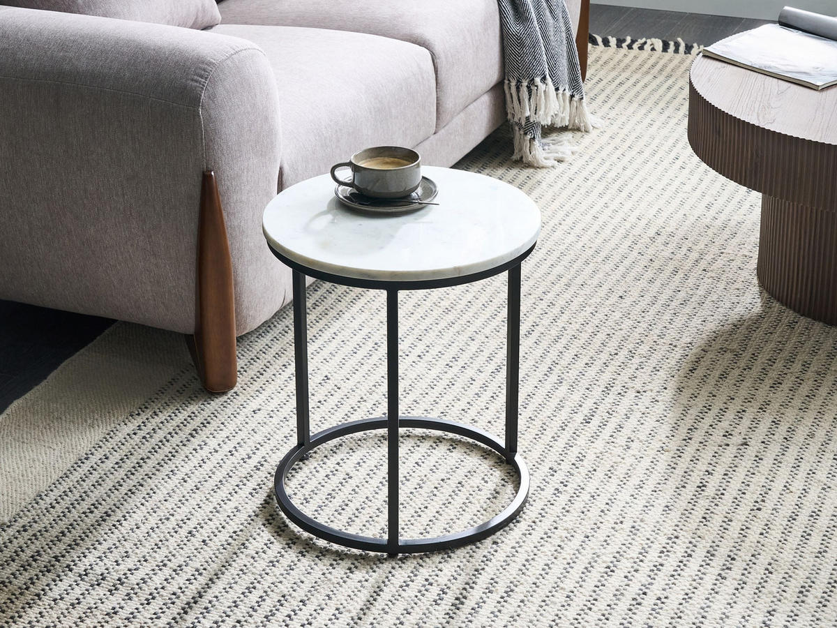 BEISTELLTISCH Weiß Tyrell - Schwarz/Weiß, Keramik (40/40/45cm) - Beliani