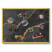 MAGNETTAFEL 70x50 cm Goldener Rahmen Verzierte Dunkle Marmoroptik - Brombeere, Metall (70/50/0.4cm) - TULUP