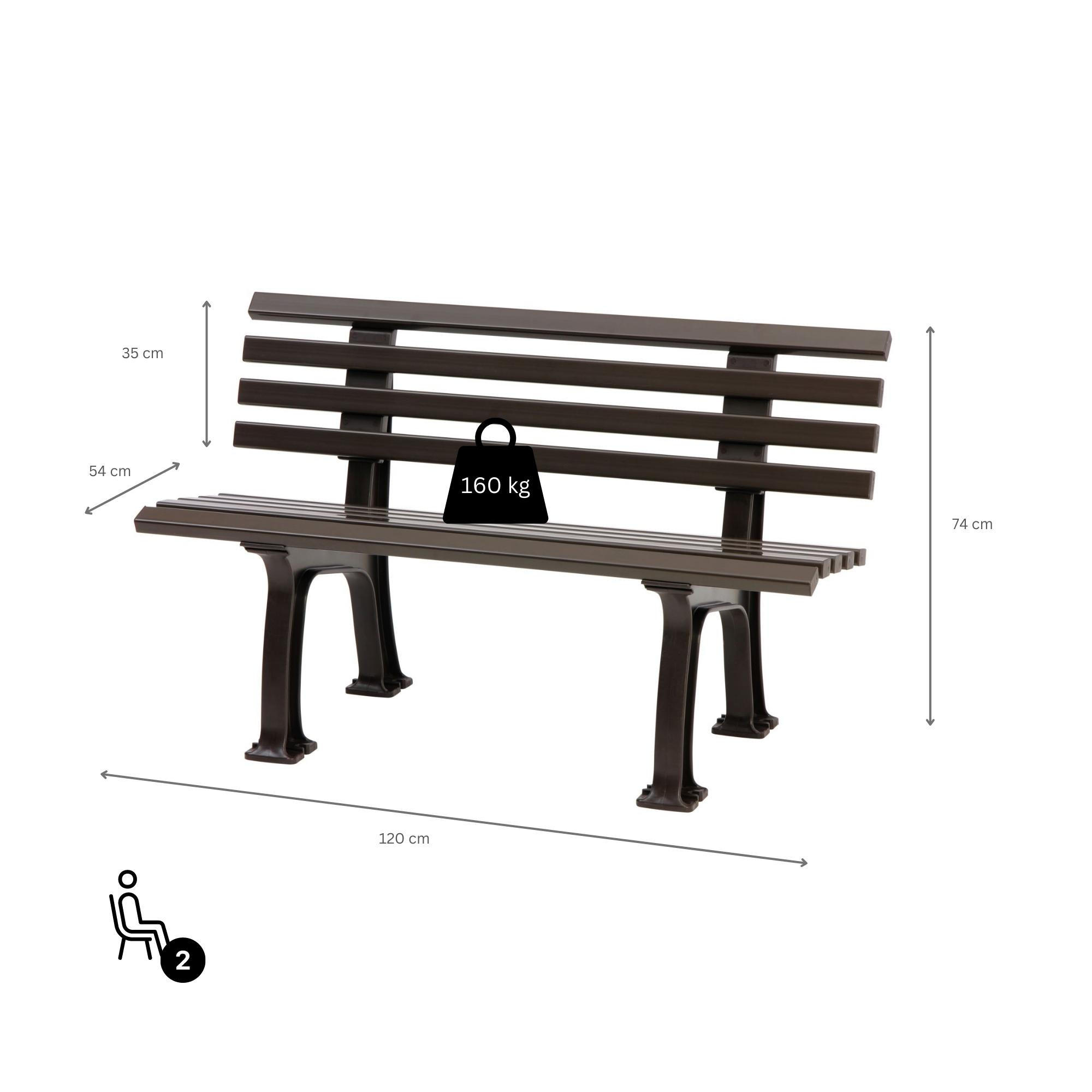 GARTENBANK Antigua 2 Sitzer Braun 74 x 120 x 54 cm Witterungskunststoff & UV Beständiger Kunststoff - Braun, Kunststoff (120/74/54cm) - PROREGAL