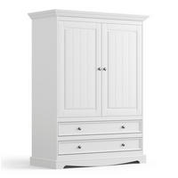 WÄSCHESCHRANK Belluno Elegante Kiefer weiß (RAL9010) lackiert 108 / 45 / 147cm - Weiß, Holz/Metall (108/147/45cm) - Feldmann-Wohnen