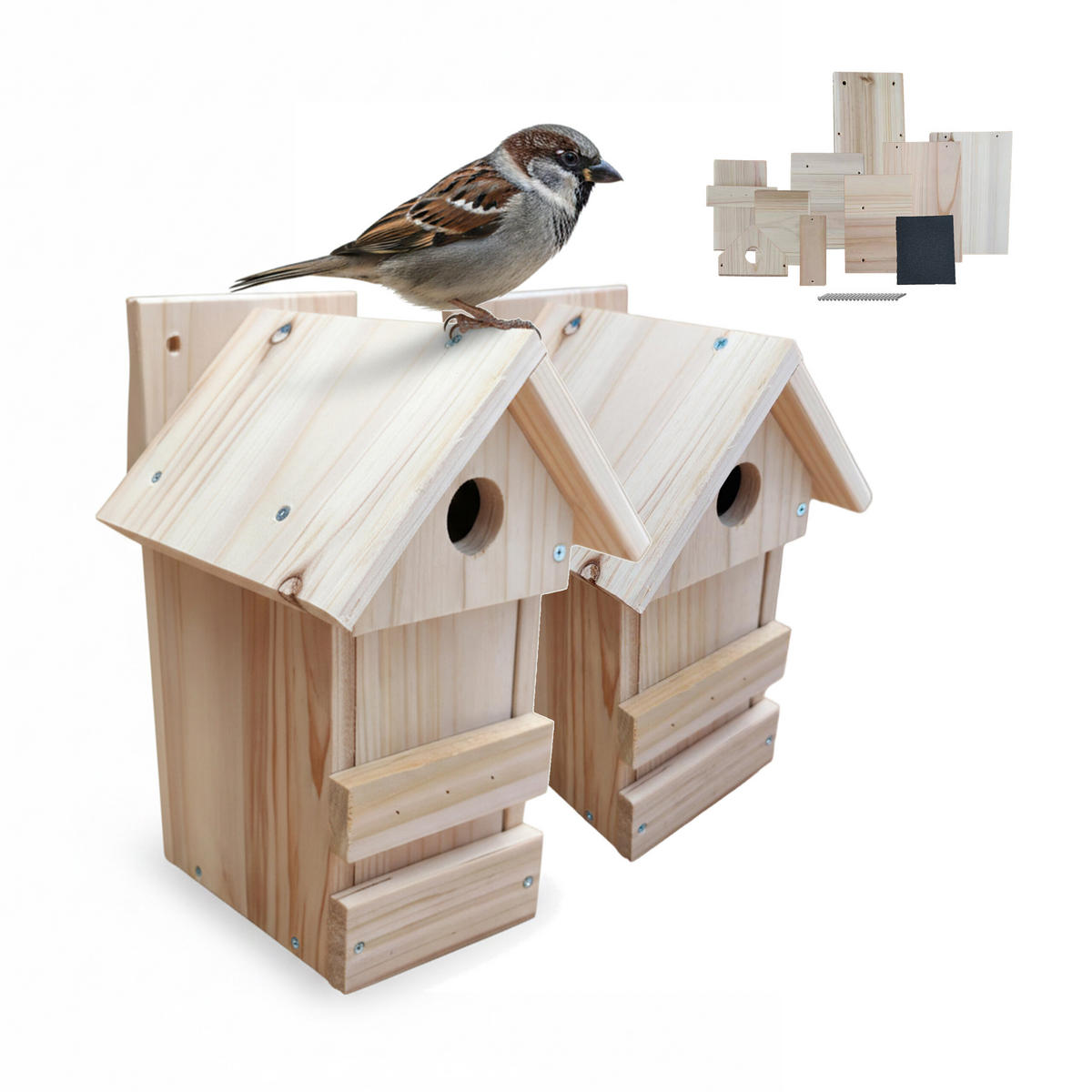 2XBÚDKY - svetlohnedá, kov/drevo (16/25/16cm) - Relaxdays