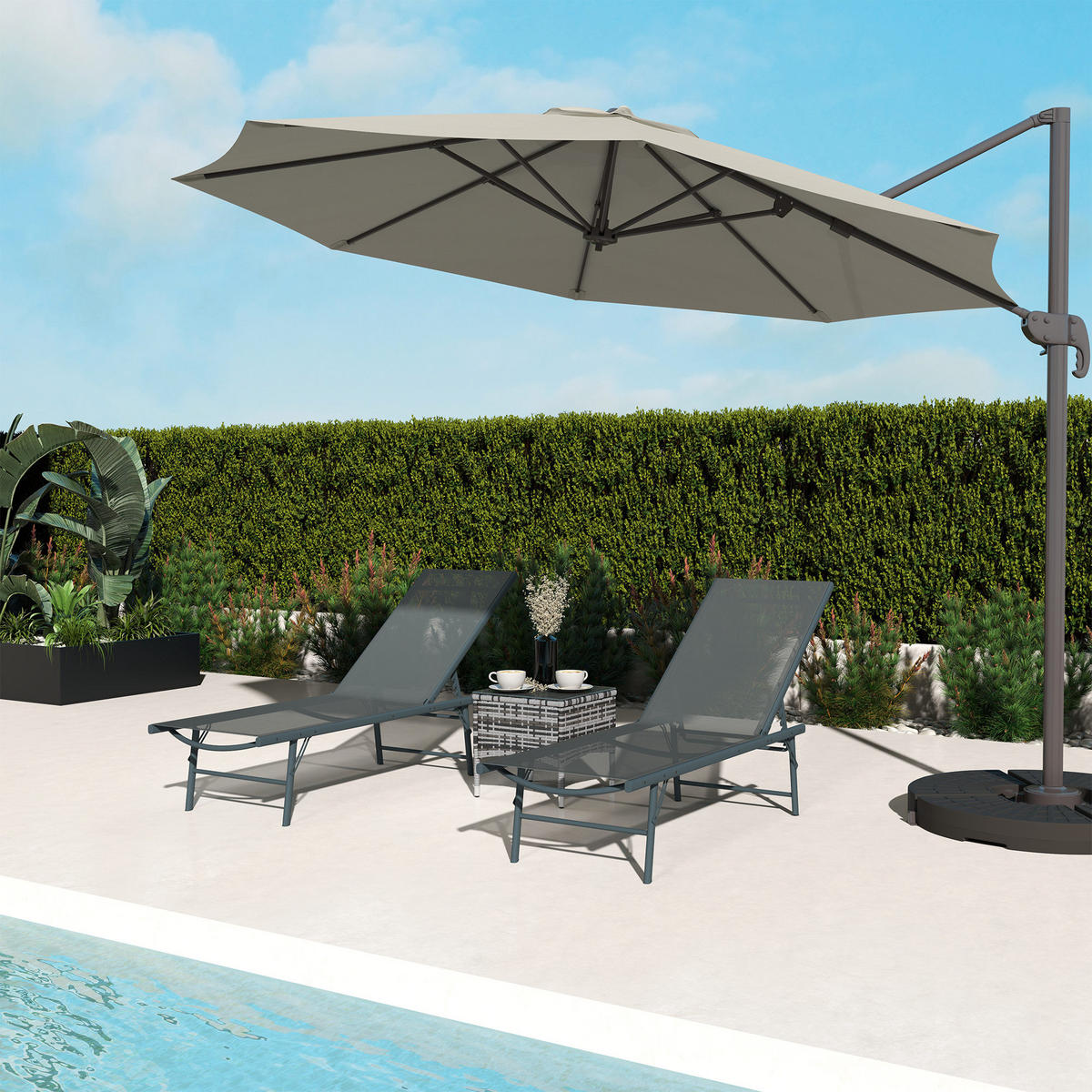 SONNENLIEGE 2er-Set DE-15648 5-fach verstellbar Hellgrau - Hellgrau, Metall (54/84/164cm) - ComfortXL
