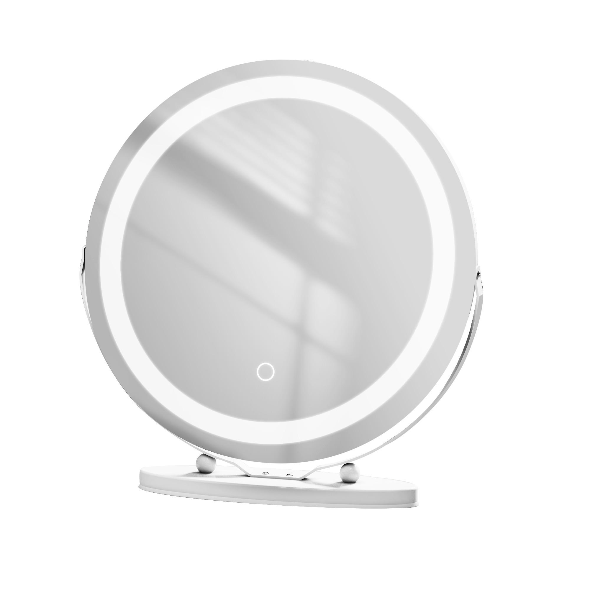 KOSMETIKSPIEGEL mit Beleuchtung 52/49,8/11,1 cm - Weiß, Glas (50/52/11cm) - EMKE