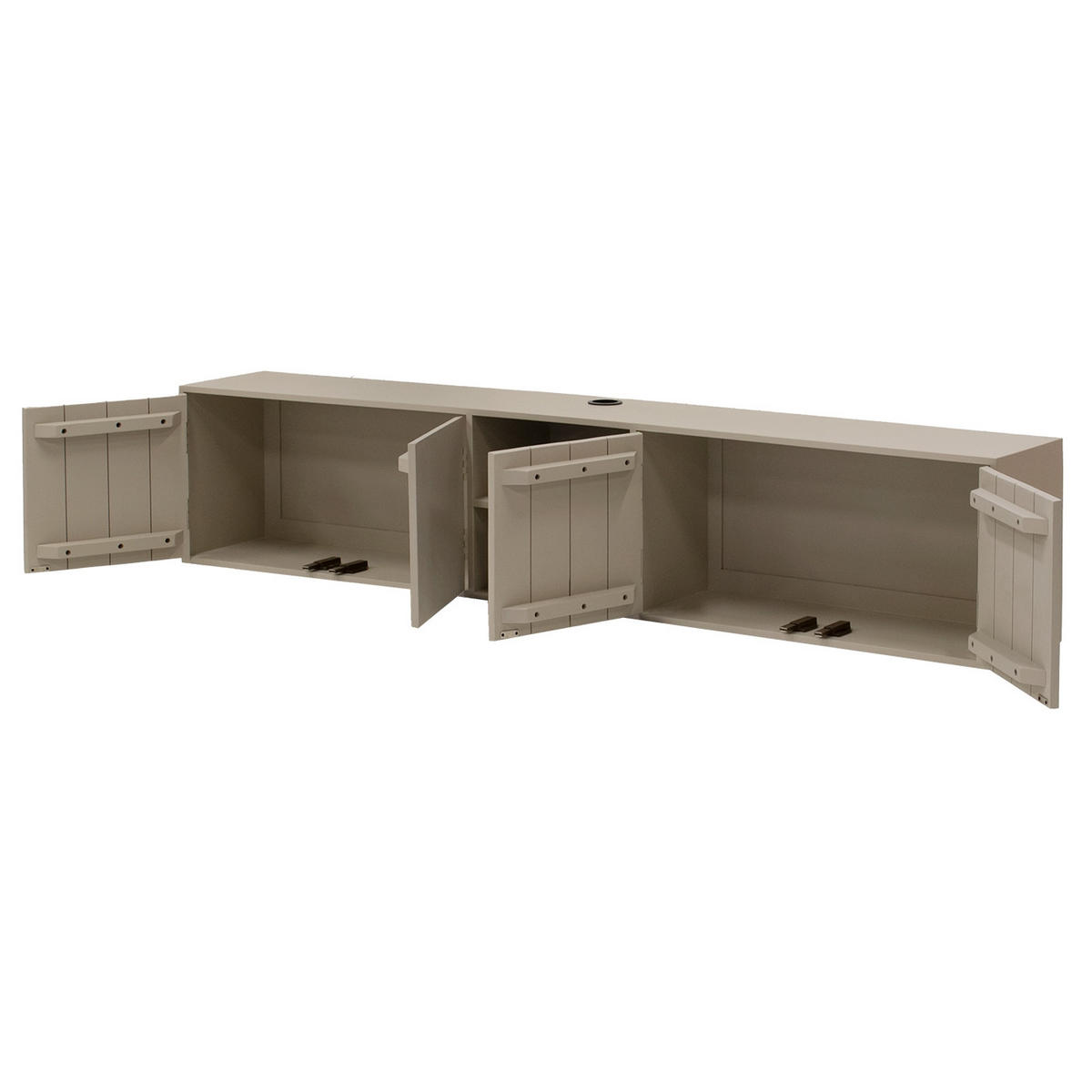 SCHWEBENDES TV-Möbel mit 4-Türen aus Mangoholz 200cm, taupe - Taupe, Holz (200/40/30cm) - Giga Meubel