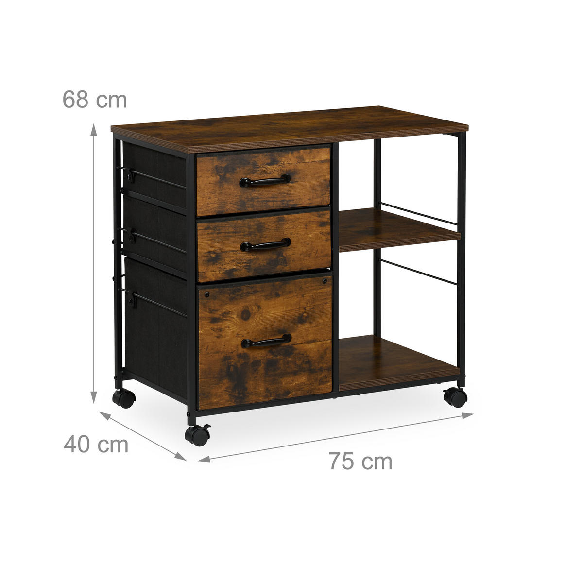 ROLLCONTAINER - Multicolor, Holzwerkstoff/Textil (75/68/40cm) - Relaxdays