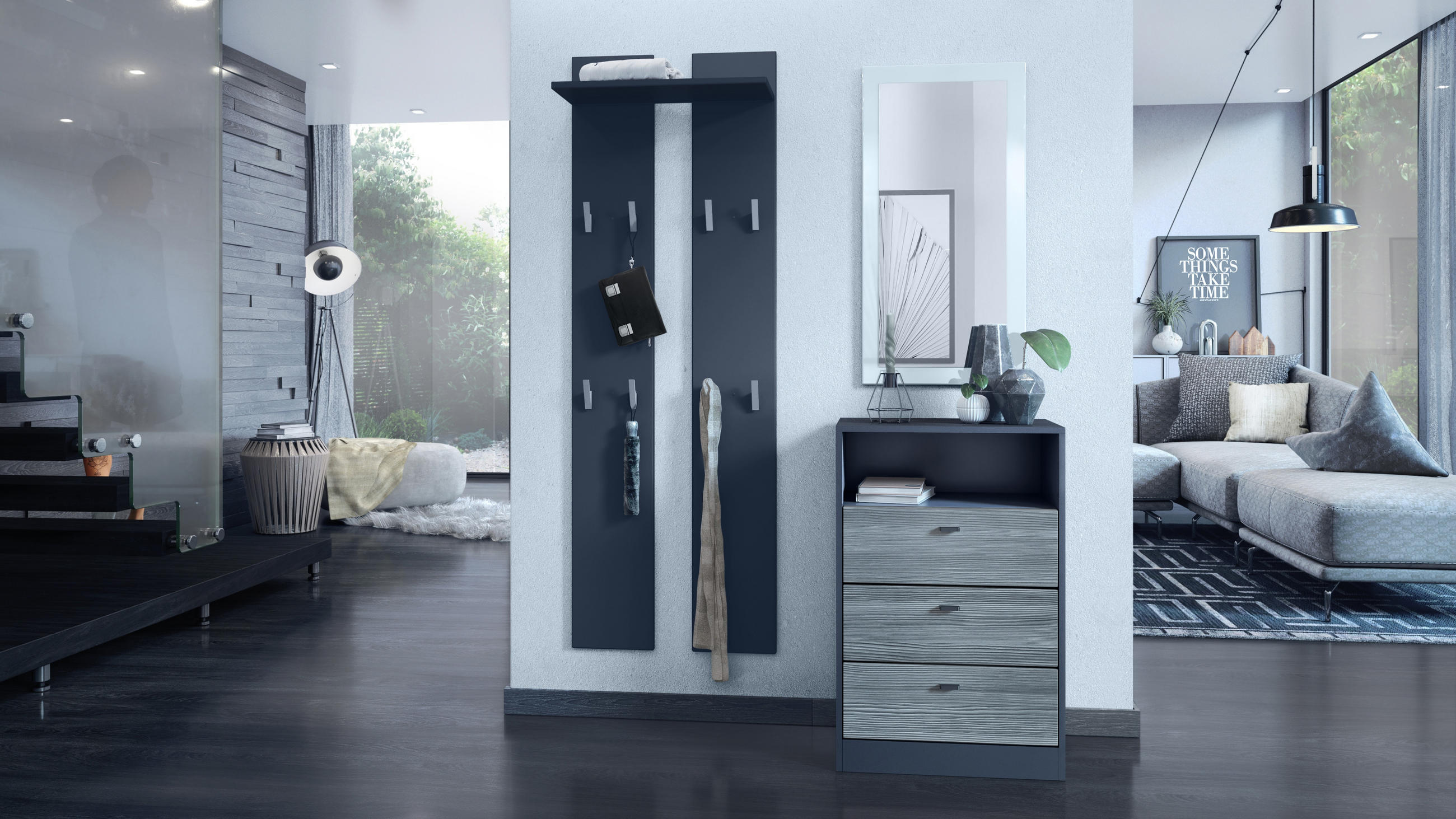 KOMMODE Pino Fronten in Avola-Anthrazit - Anthrazit, Holzwerkstoff (56/86.5/36cm) - Vladon