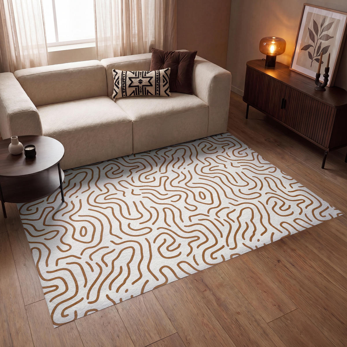 KOBERCE - Minimalistický - Vzor - Terakota - 200x140 cm - hnedá, textil/plast (200/0.4cm) - OnlyWow